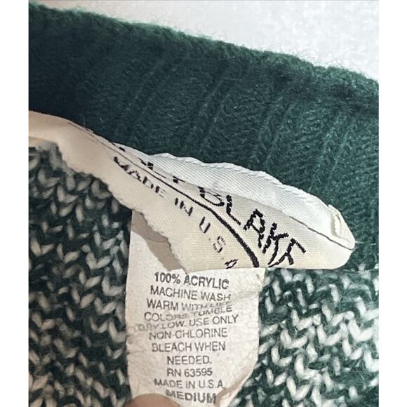 Vintage Carly Blake Sweater Size Medium Green Snowflake Fair Isle Ski Made USA - Picture 10 of 11